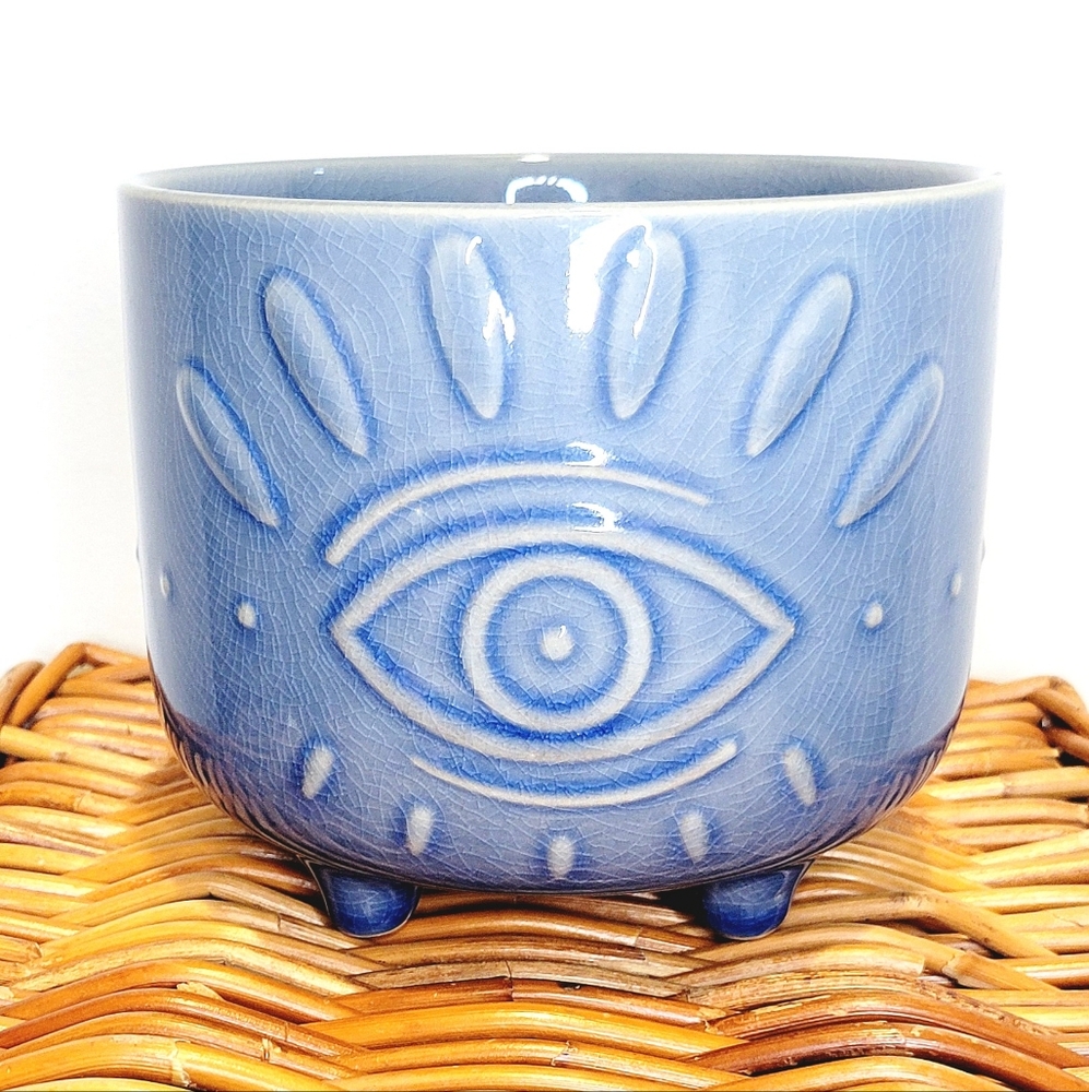Evil Eye Ceramic Footed Planter